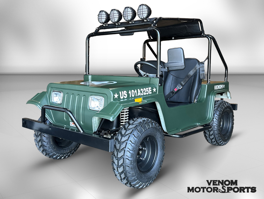 Venom Electric Mini Jeep | 3000W 60V | Full-Size | Safari Edition Matte Army Green