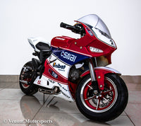Thumbnail for Venom x15 | 90cc Kids Super Pocket Bike | Electric Start | Automatic Blue Red White - #7 (BLACK RIM)