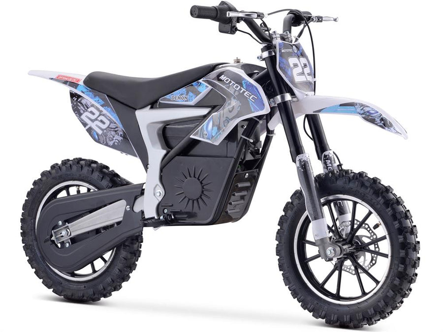 MotoTec Demon Electric Dirt Bike 500 Watts 36 Volts Lithium Blue