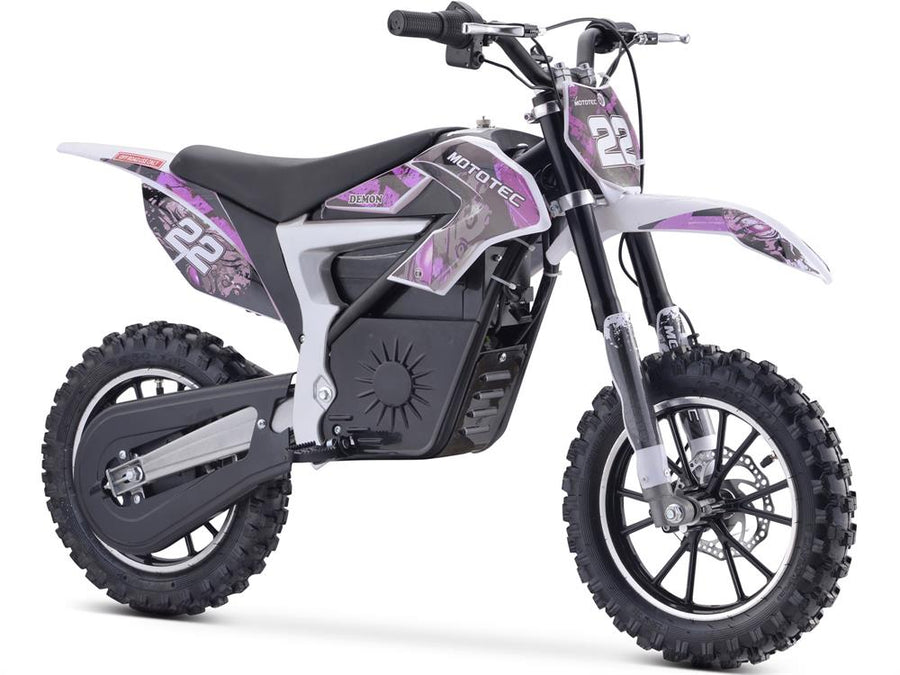 MotoTec Demon Electric Dirt Bike 500 Watts 36 Volts Lithium Purple