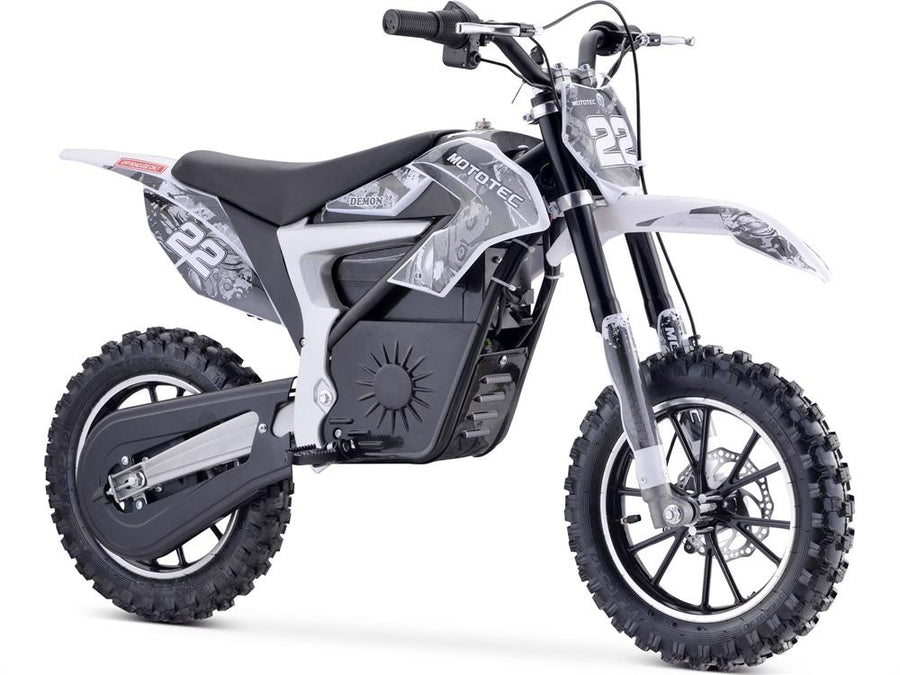 MotoTec Demon Electric Dirt Bike 500 Watts 36 Volts Lithium White